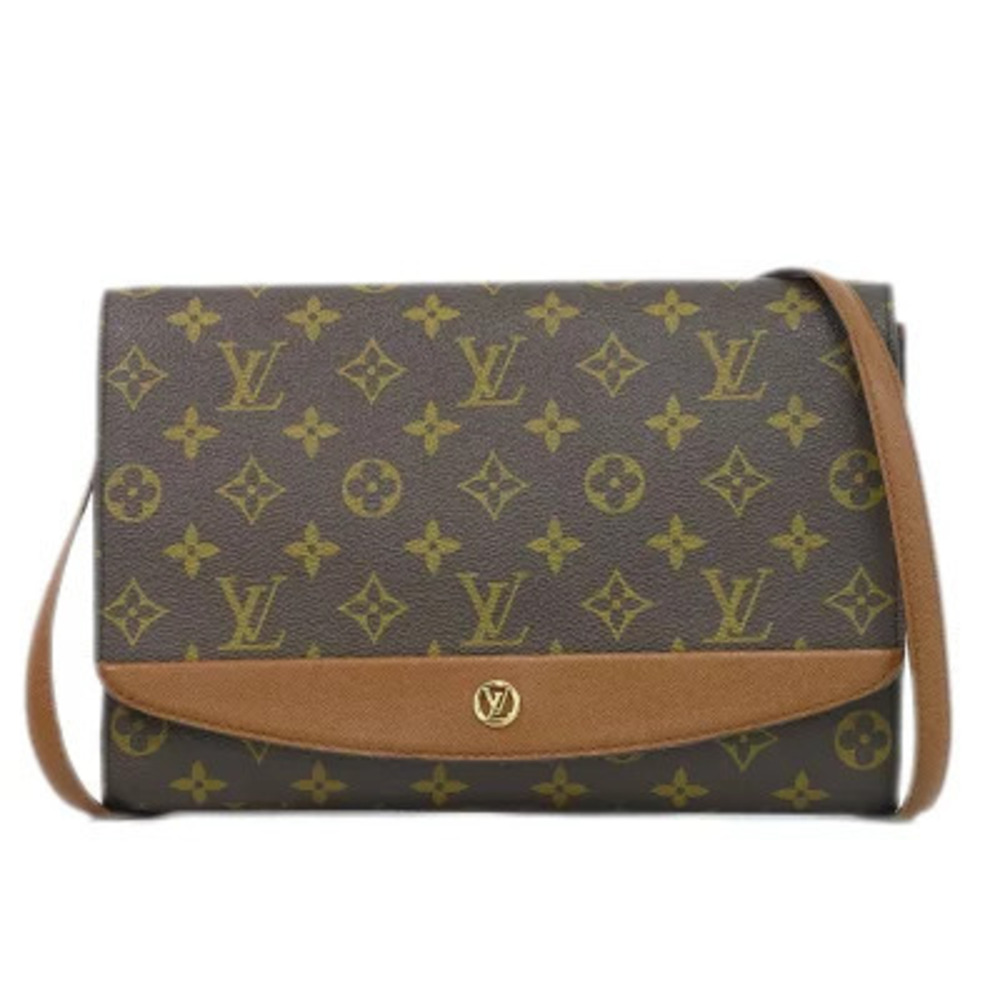 Louis Vuitton LV Monogram Pouch Shoulder Bag Canvas Bordeaux Purple Brown